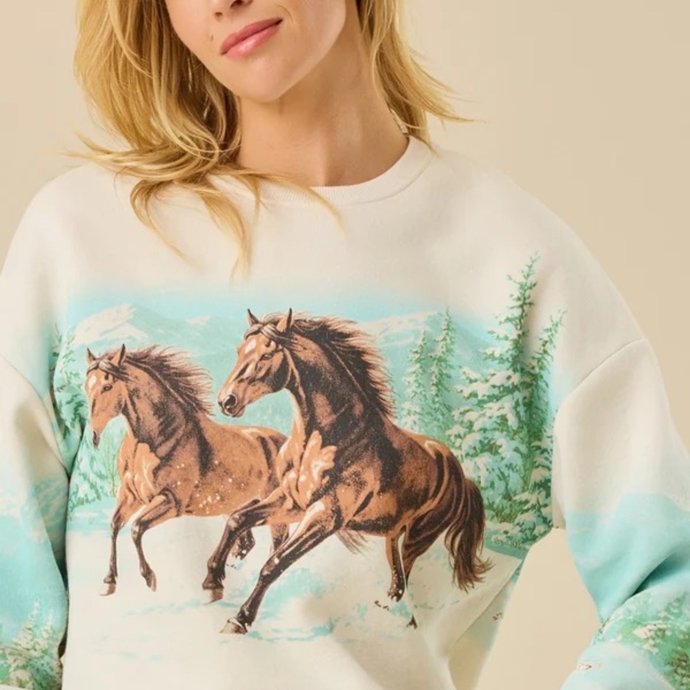 Altar’d State Junk Food Vintage-Inspired Horse Graphic Sweatshirt Size Small
